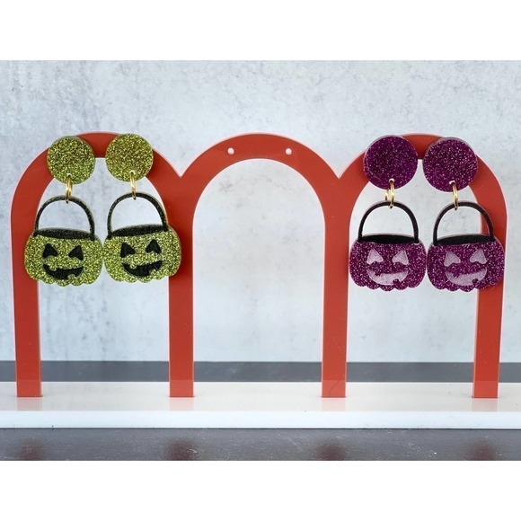 Pumpkin Bucket Earrings - Picture 2 of 4